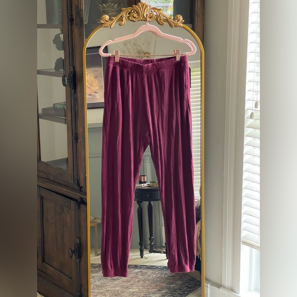 Michael Lauren NWT Burgundy Ribbed Lounge Pants